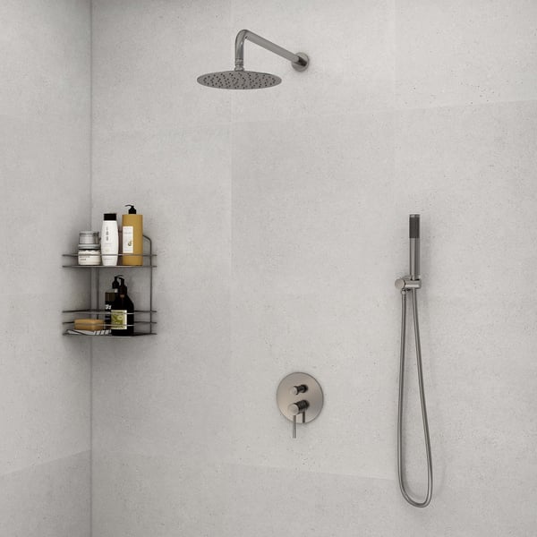 Système de douche à pluie mural moderne de 12 pouces avec ensemble de douche à main en laiton massif