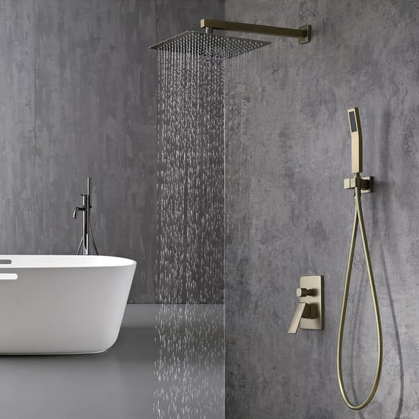 Système de douche mural moderne de 12 pouces avec valve d'équilibrage de pression de douche à main