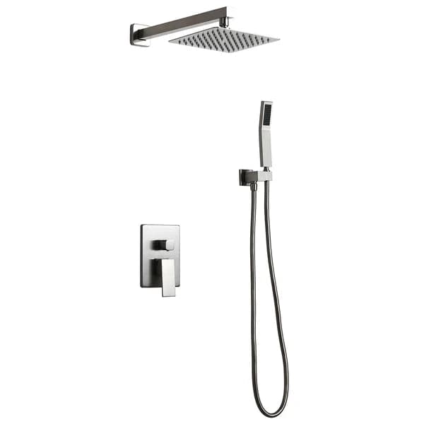 Modern 12 Inch Wall Mounted Shower System with Handheld Shower Pressure Balance Valve