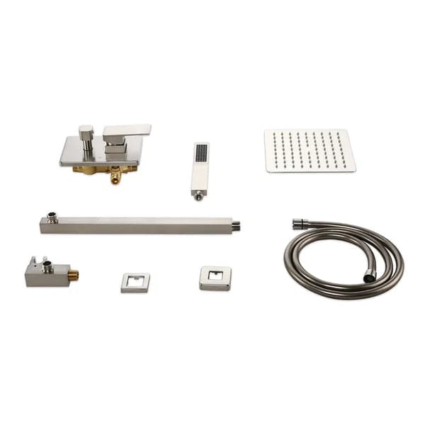 Modern 12 Inch Wall Mounted Shower System with Handheld Shower Pressure Balance Valve