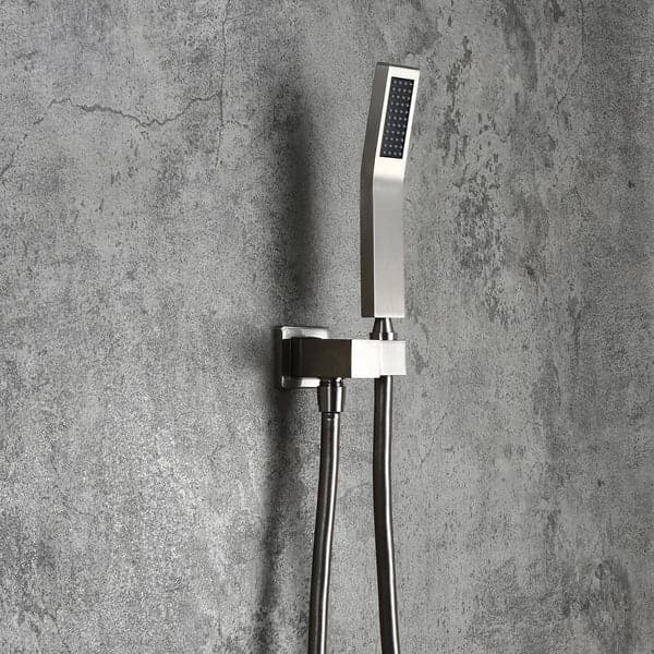 Modern 12 Inch Wall Mounted Shower System with Handheld Shower Pressure Balance Valve