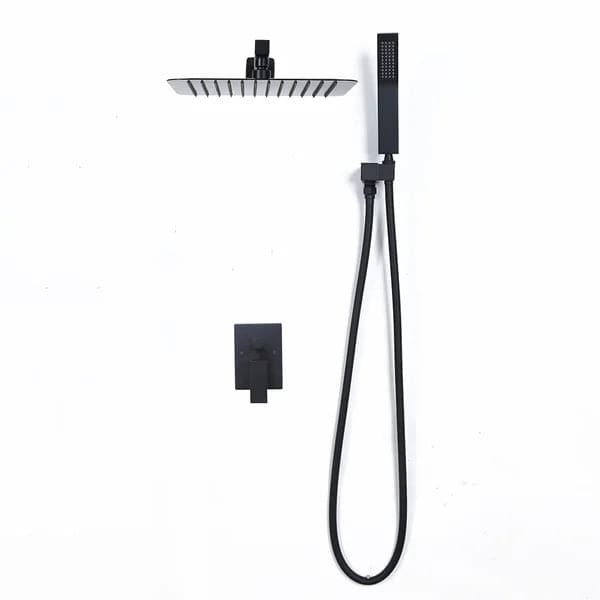 Modern 12 Inches Wall Mounted Shower System with Handheld Shower Pressure Balance Valve