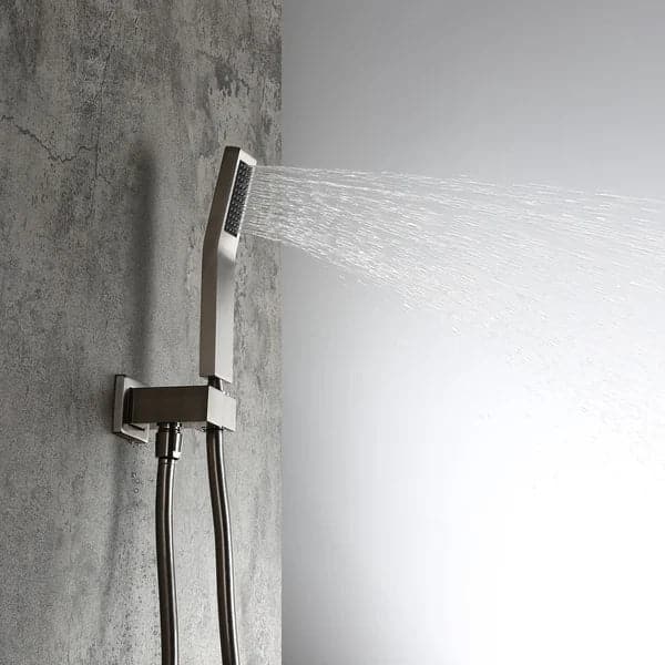 Modern 12 Inch Wall Mounted Shower System with Handheld Shower Pressure Balance Valve