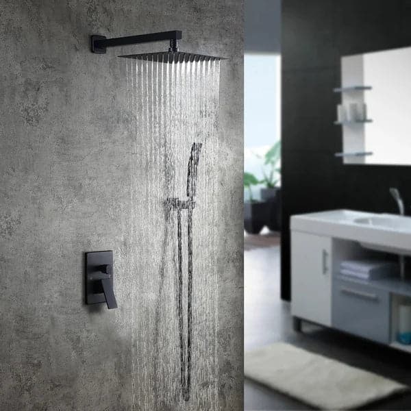 Modern 12 Inches Wall Mounted Shower System with Handheld Shower Pressure Balance Valve