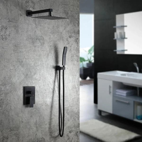 Modern 12 Inches Wall Mounted Shower System with Handheld Shower Pressure Balance Valve