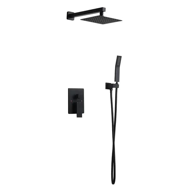 Modern 12 Inches Wall Mounted Shower System with Handheld Shower Pressure Balance Valve