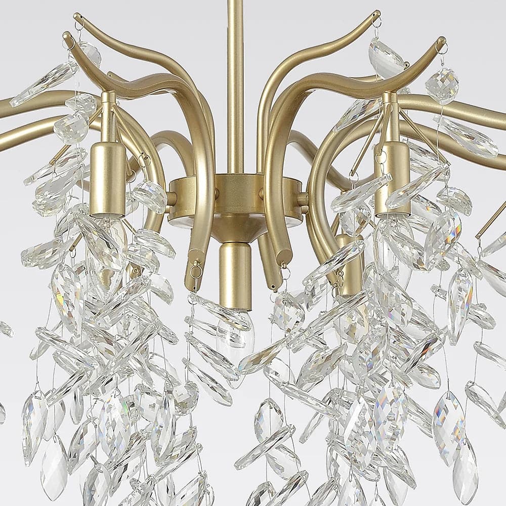 Modern 4/9-Light Crystal Tiered Chandelier in Champagne Gold#9-Light