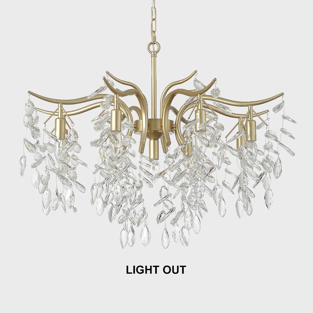 Modern 4/9-Light Crystal Tiered Chandelier in Champagne Gold#9-Light