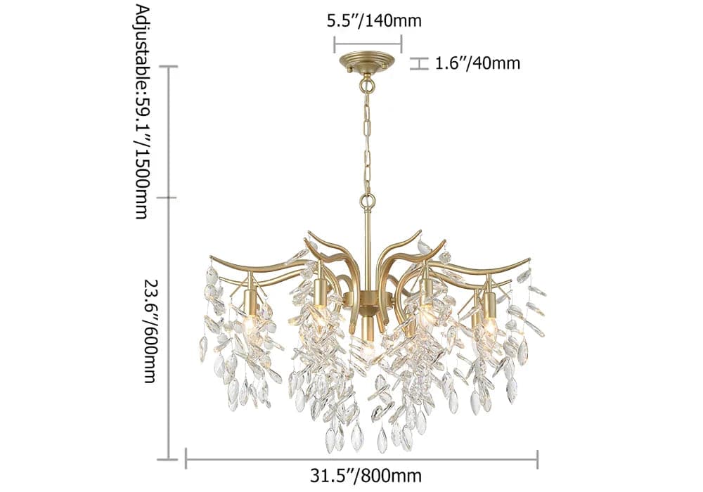 Modern 4/9-Light Crystal Tiered Chandelier in Champagne Gold#9-Light