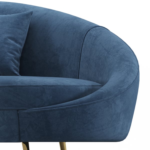 Modern 95 Inch Blue Velvet Curved 3 Seaters Sofa for Living Room