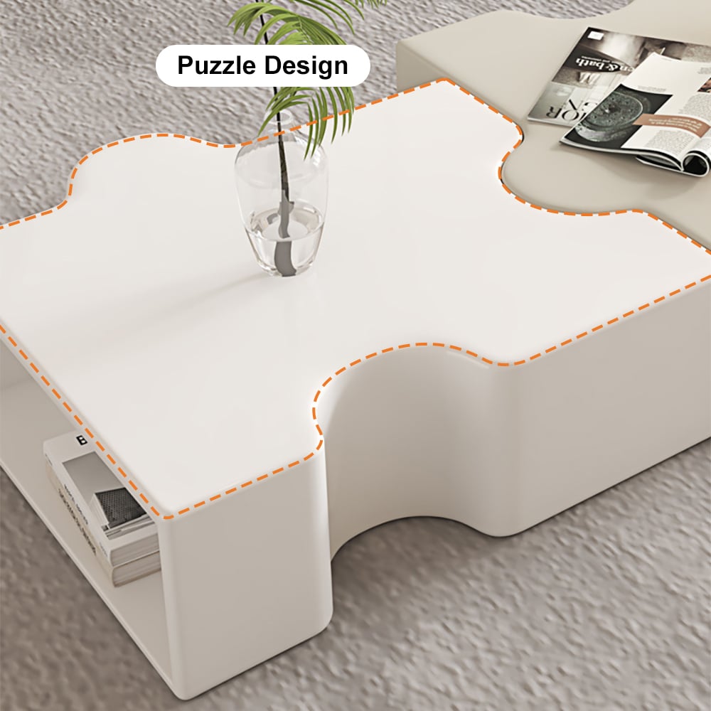 Modern Abstract Modular Coffee Table 2 Piece Puzzle Shape