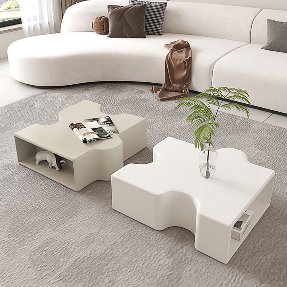 Modern Abstract Modular Coffee Table 2 Piece Puzzle Shape