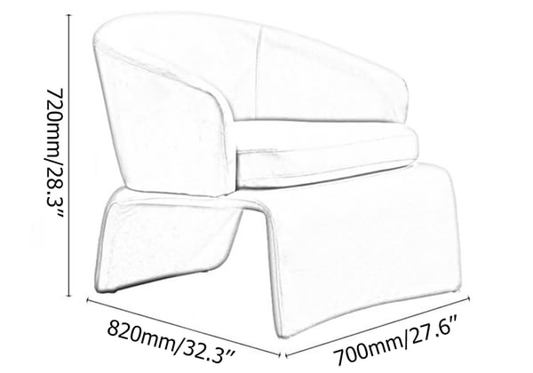 Chaise d'appoint moderne rembourrée en cuir microfibre, gris foncé