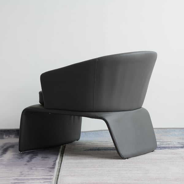 Chaise d'appoint moderne rembourrée en cuir microfibre, gris foncé