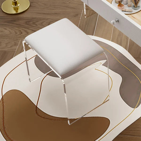 Ensemble de vanité de maquillage flottant en acrylique moderne avec miroir et tabouret éclairés par LED