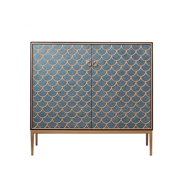 Modern Cabinet Scale Patterned Sideboard Buffet with Doors and Shelves in Small