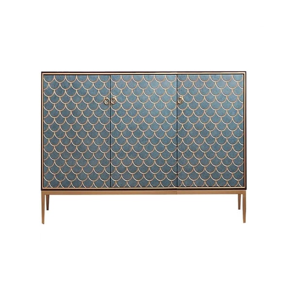 Modern Cabinet Scale Patterned Sideboard Buffet with Doors and Shelves in Medium
