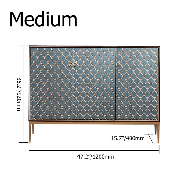 Modern Cabinet Scale Patterned Sideboard Buffet with Doors and Shelves in Medium