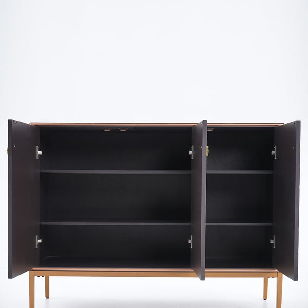 Modern Cabinet Scale Patterned Sideboard Buffet with Doors and Shelves in Medium