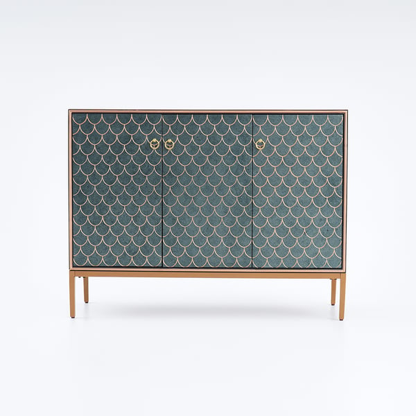 Modern Cabinet Scale Patterned Sideboard Buffet with Doors and Shelves in Medium