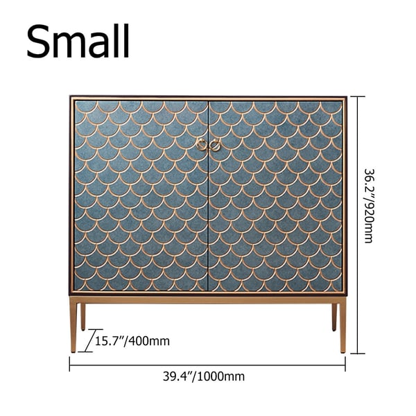 Modern Cabinet Scale Patterned Sideboard Buffet with Doors and Shelves in Small