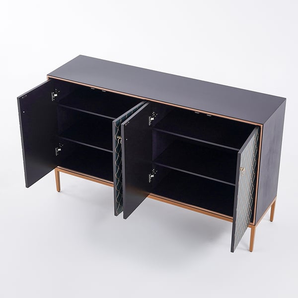 Modern Cabinet Scale Patterned Sideboard Buffet with Doors and Shelves in Large