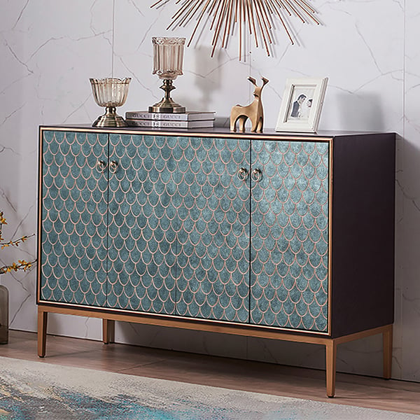 Modern Cabinet Scale Patterned Sideboard Buffet with Doors and Shelves in Large