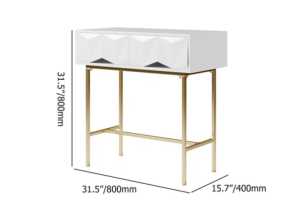 Modern Console Table with Drawers Solid Wood & Metal