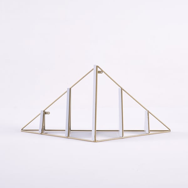 Modern Corner Wall Shelves Triangle Floating Shelves in Gold & White