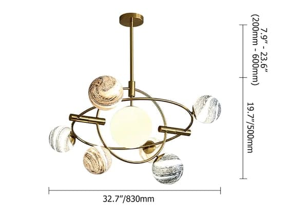 Lustre planétaire rotatif à 7 lumières, Design créatif moderne, cadre en acier inoxydable