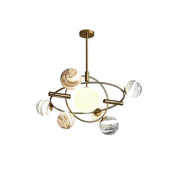 Modern Creative Design 7-Light Rotating Planet Chandelier Stainless Steel Frame