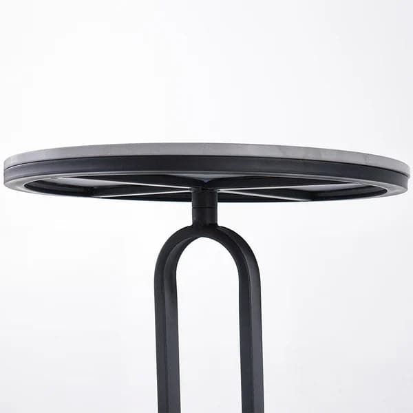 Modern Dark Gray Sintered Stone End Table Round Side Table Carbon Steel Base