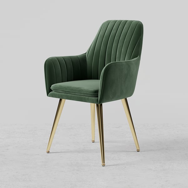 Modern Dining Chair Green Velvet Upholstered Dining Chairs With Arms (Set of 2)