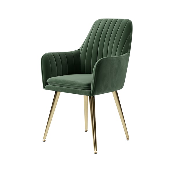 Modern Dining Chair Green Velvet Upholstered Dining Chairs With Arms (Set of 2)