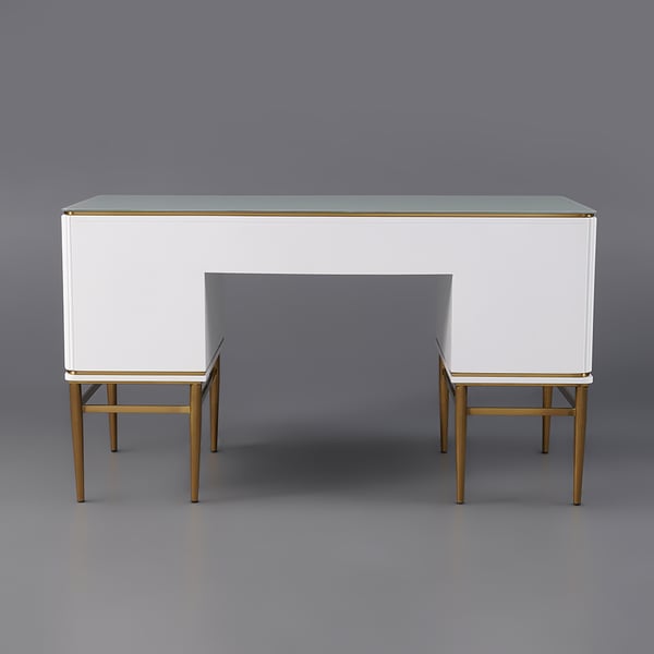 Modern Executive Desk with Drawers in White