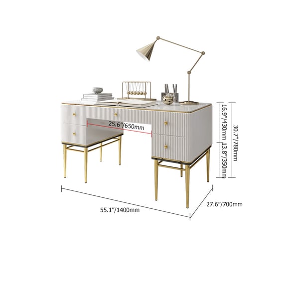 Bureau de direction moderne avec tiroirs en blanc