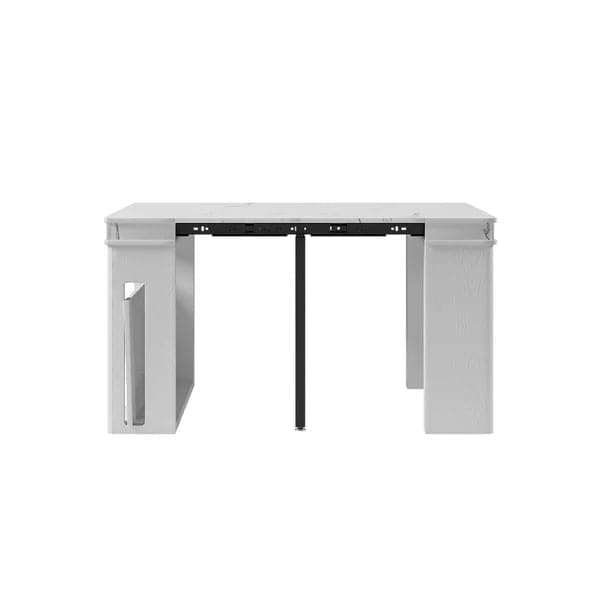 Modern Extendable Dining Table Rectangle Sideboard with Storage in White