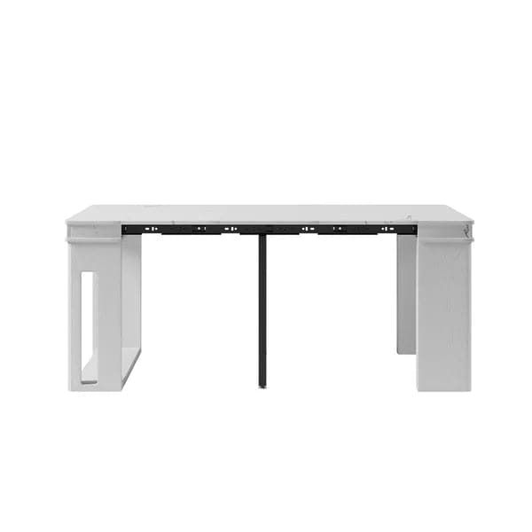 Modern Extendable Dining Table Rectangle Sideboard with Storage in White