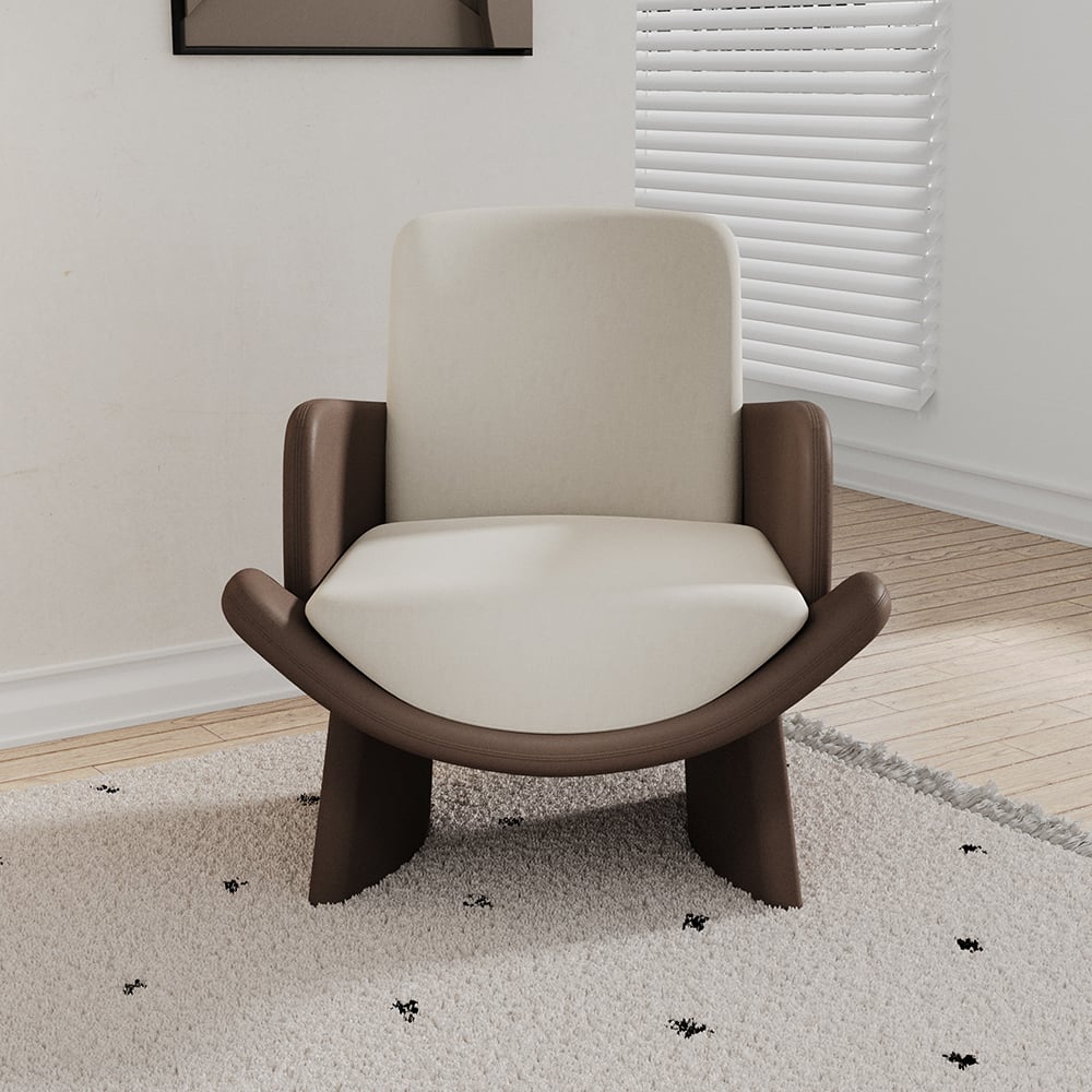 Modern Faux Leather Lounge Chair Brown & Beige Arm Chair