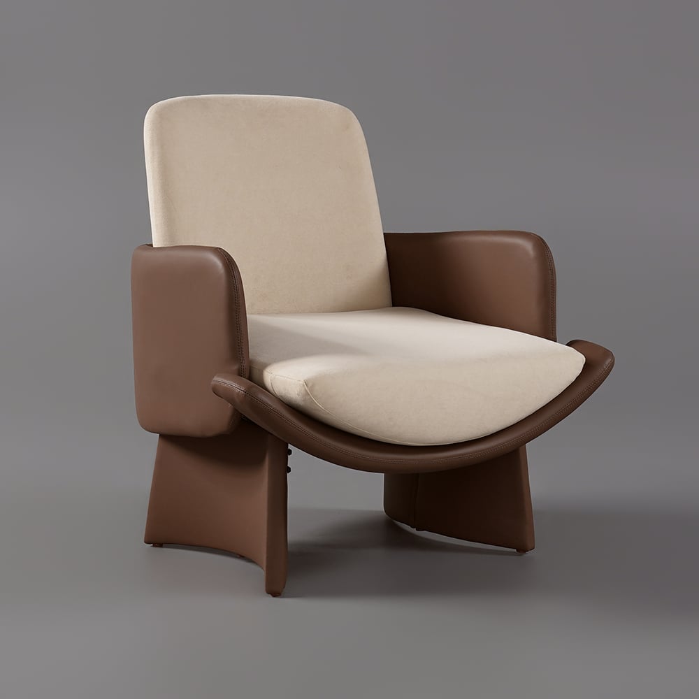 Modern Faux Leather Lounge Chair Brown & Beige Arm Chair