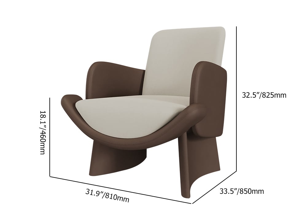 Modern Faux Leather Lounge Chair Brown & Beige Arm Chair