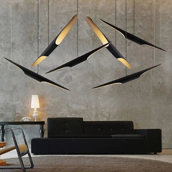 Modern Freely Hanging Single Pendant Light 2-Light Finished in Black & Gold