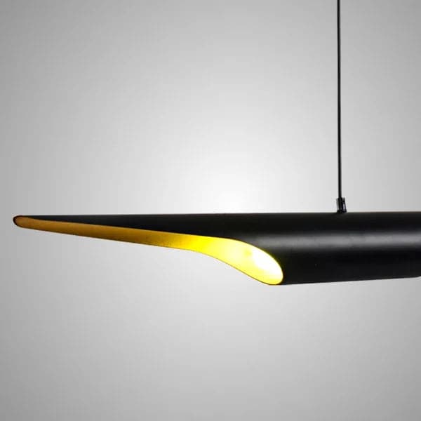 Suspension simple moderne à suspension libre à 2 lumières, finition noir et or