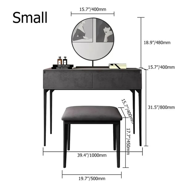 39.4'' Wide Makeup Vanity Set with Stool and Mirror - On Sale