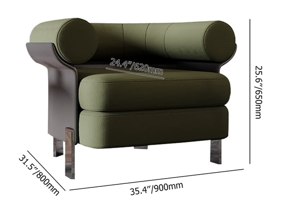 Chaise d'appoint moderne rembourrée en boucle verte avec dossier rond