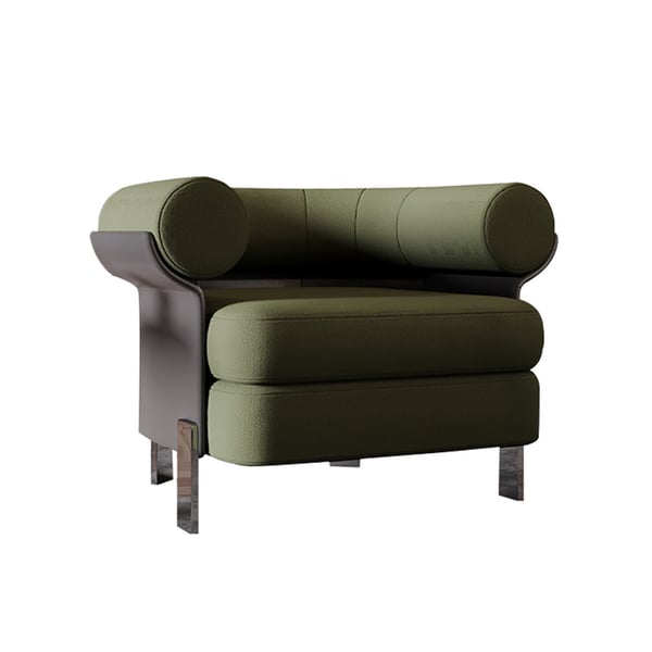 Chaise d'appoint moderne rembourrée en boucle verte avec dossier rond