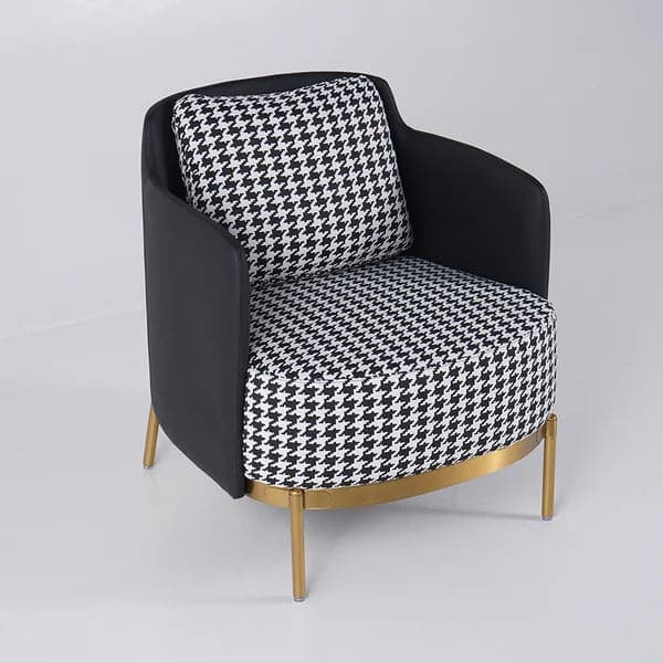 Modern Houndstooth Accent Chair with Linen Upholstery for Living Room