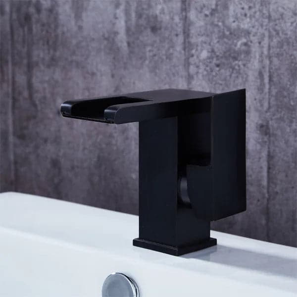 Robinet en laiton à poignée unique, cascade LED moderne, trou unique pour évier de salle de bains noir