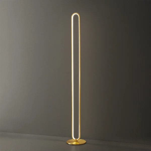 Lampadaire LED linéaire moderne, Base en métal doré, lampe sur pied en laiton
