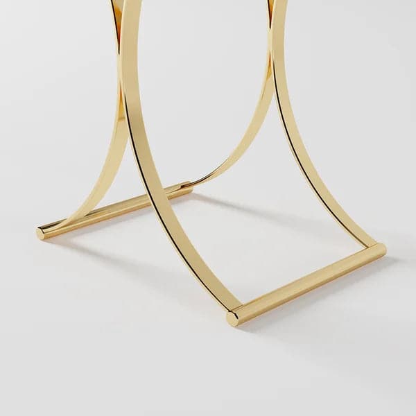 Modern Luxurious Round White Marble Stone Side Table X-Base End Table in Gold